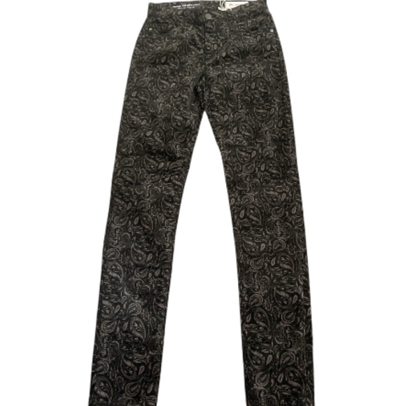 AG Adriano Goldschmied Black Paisley Skinny Jeans